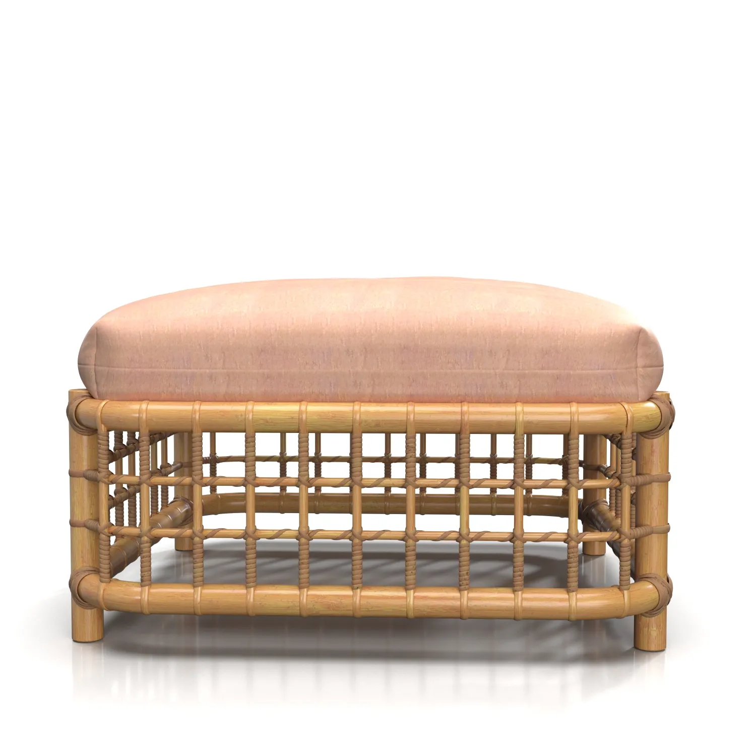 Mid Century Modern Rattan Cube Foot Stool PBR 3D Model_03